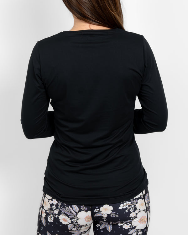 Mira Fitted Black Long-Sleeve