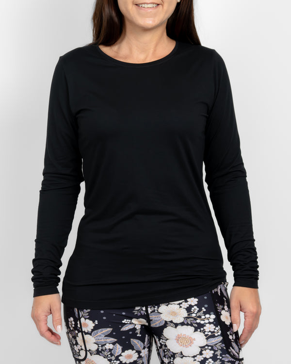 Mira Fitted Black Long-Sleeve