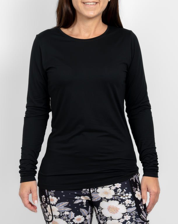 Mira Fitted Black Long-Sleeve