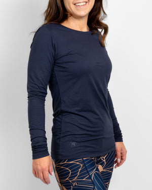 Mira Fitted Deep Blue Long-Sleeve