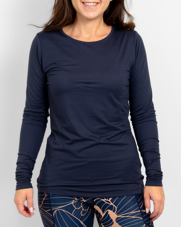 Mira Fitted Deep Blue Long-Sleeve