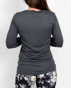 Mira Fitted Deep Grey Long-Sleeve