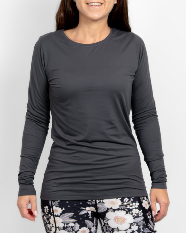 Mira Fitted Deep Grey Long-Sleeve