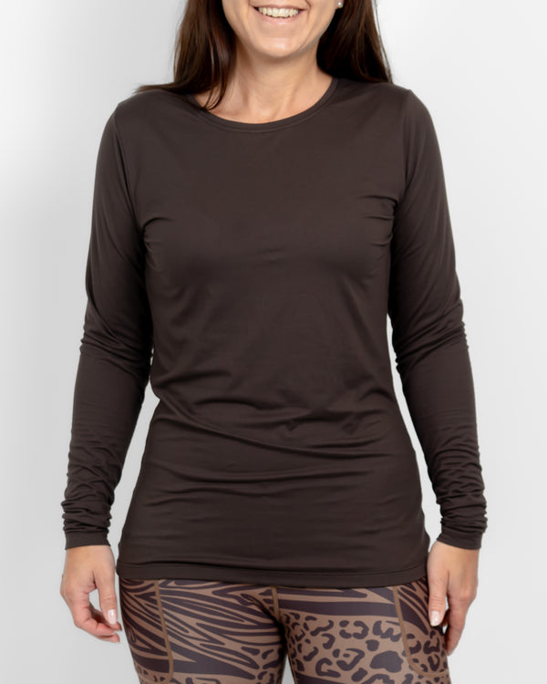 Mira Fitted Mocha Brown Long-Sleeve