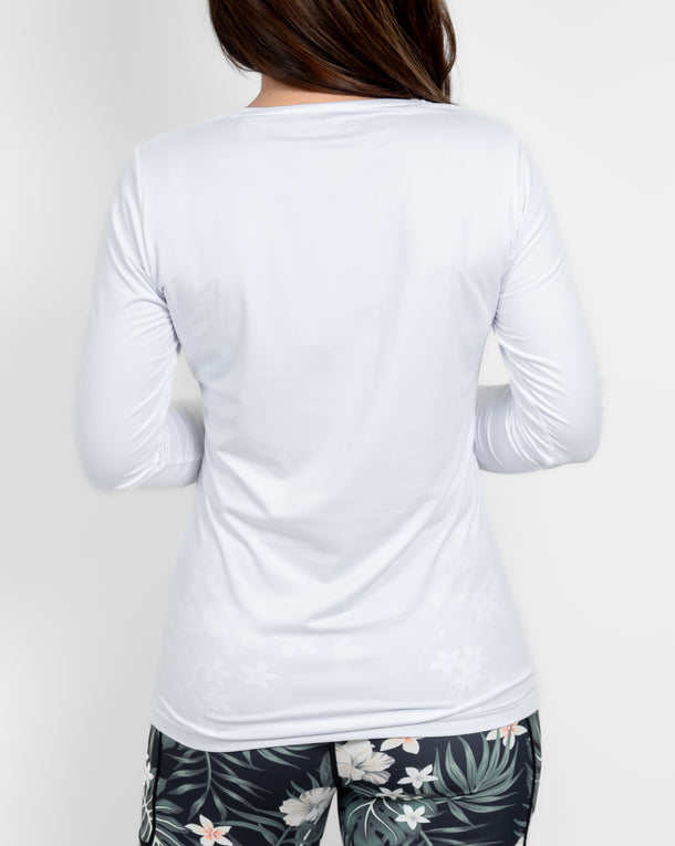 Mira Fitted White Long-Sleeve