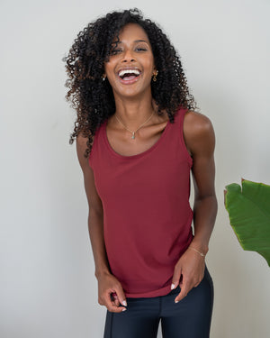 Vigga Fitted Bordeaux Top