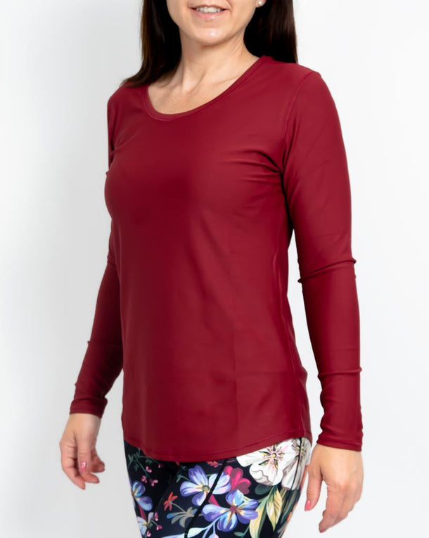 Vigga Fitted Bordeaux Long-Sleeve