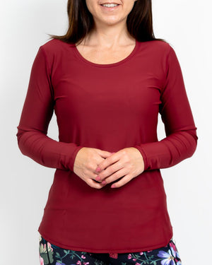 Vigga Fitted Bordeaux Long-Sleeve