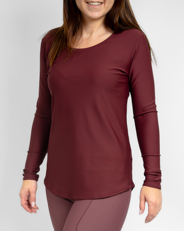 Vigga Fitted Deep Bordeaux Long-Sleeve