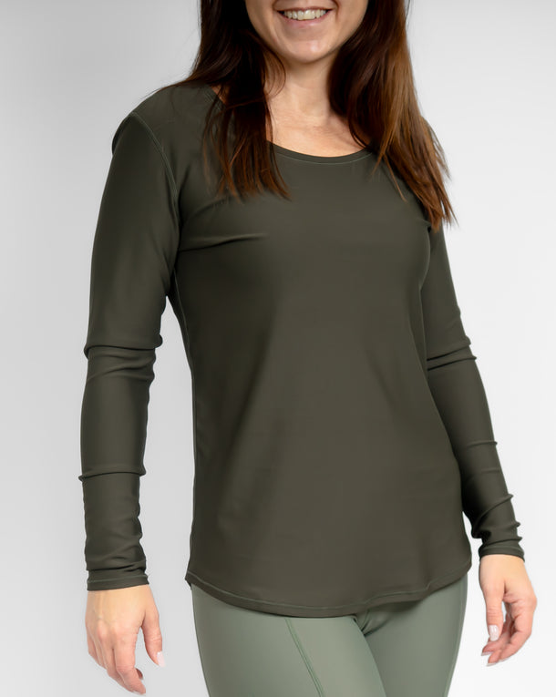 Vigga Fitted Deep Olive Long-Sleeve