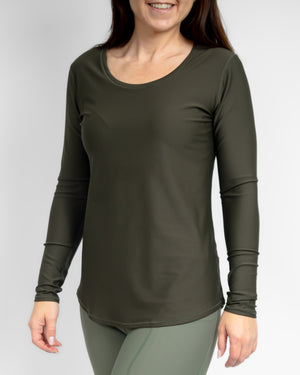 Vigga Fitted Deep Olive Long-Sleeve