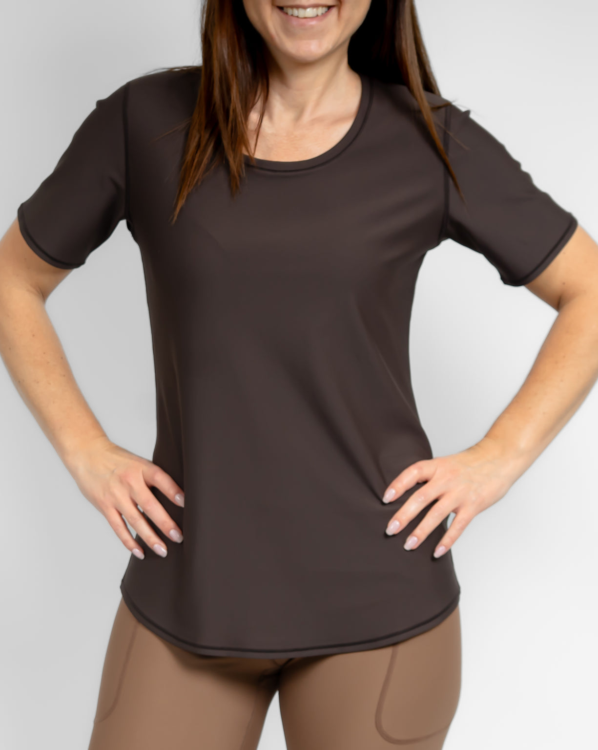 Vigga Fitted Mocha Brown T-Shirt