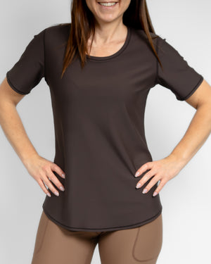 Vigga Fitted Mocha Brown T-Shirt
