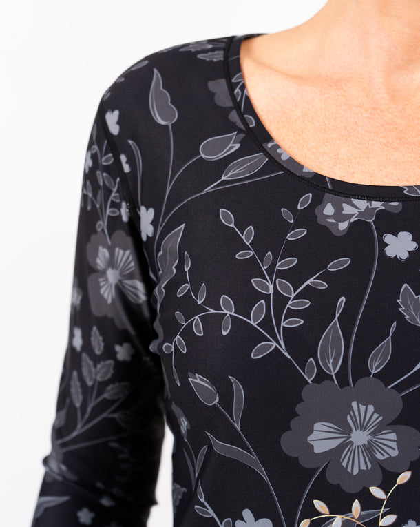 Vigga Fitted Elegant Floral Long-Sleeve