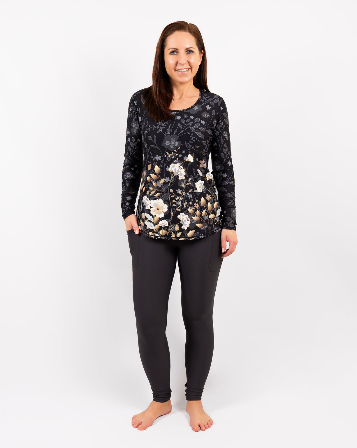Vigga Fitted Elegant Floral Long-Sleeve