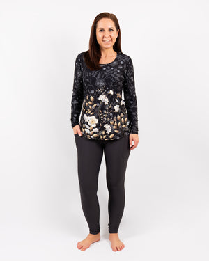 Vigga Fitted Elegant Floral Long-Sleeve
