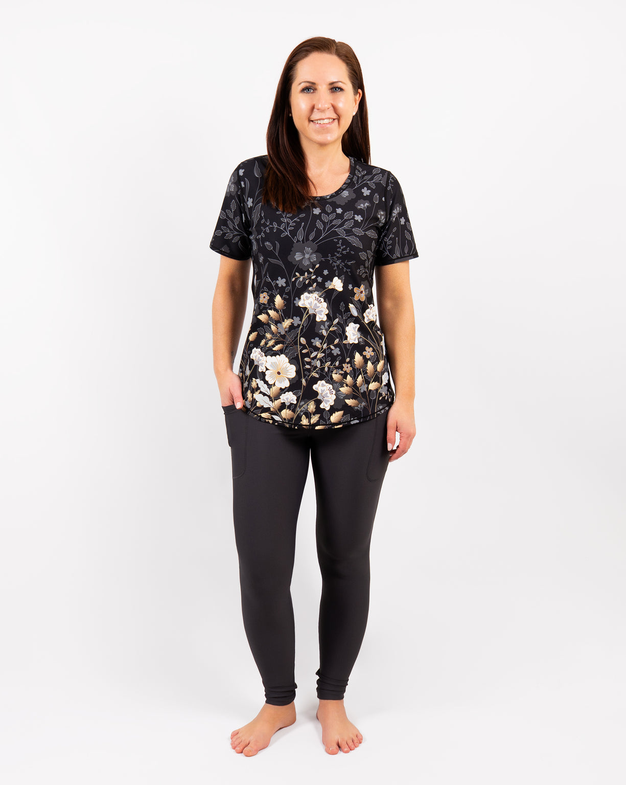 Vigga Fitted Elegant Floral T-Shirt