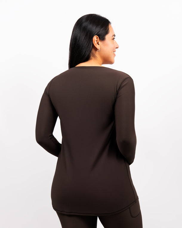 Vigga Fitted Mocha Brown Long-Sleeve - Extra Length